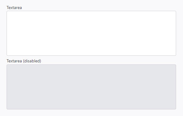 Example of an active ZUI textarea and disabled ZUI textarea